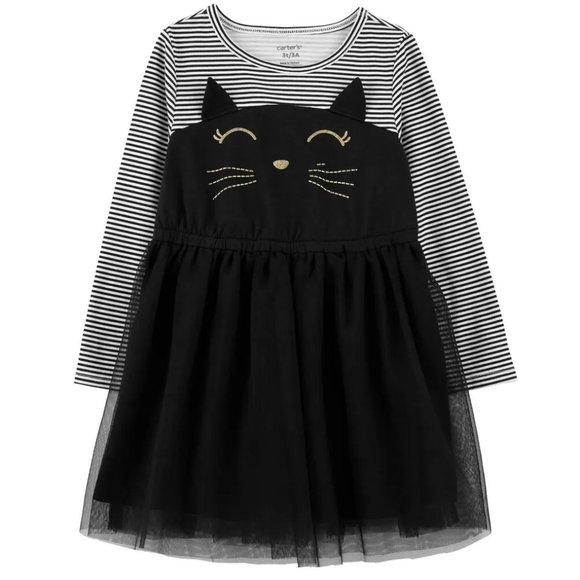 Baby Girls Halloween Black Cat Tutu Dress Size 12 mo 18 mo 24 months Stripes NWT - Picture 1 of 3